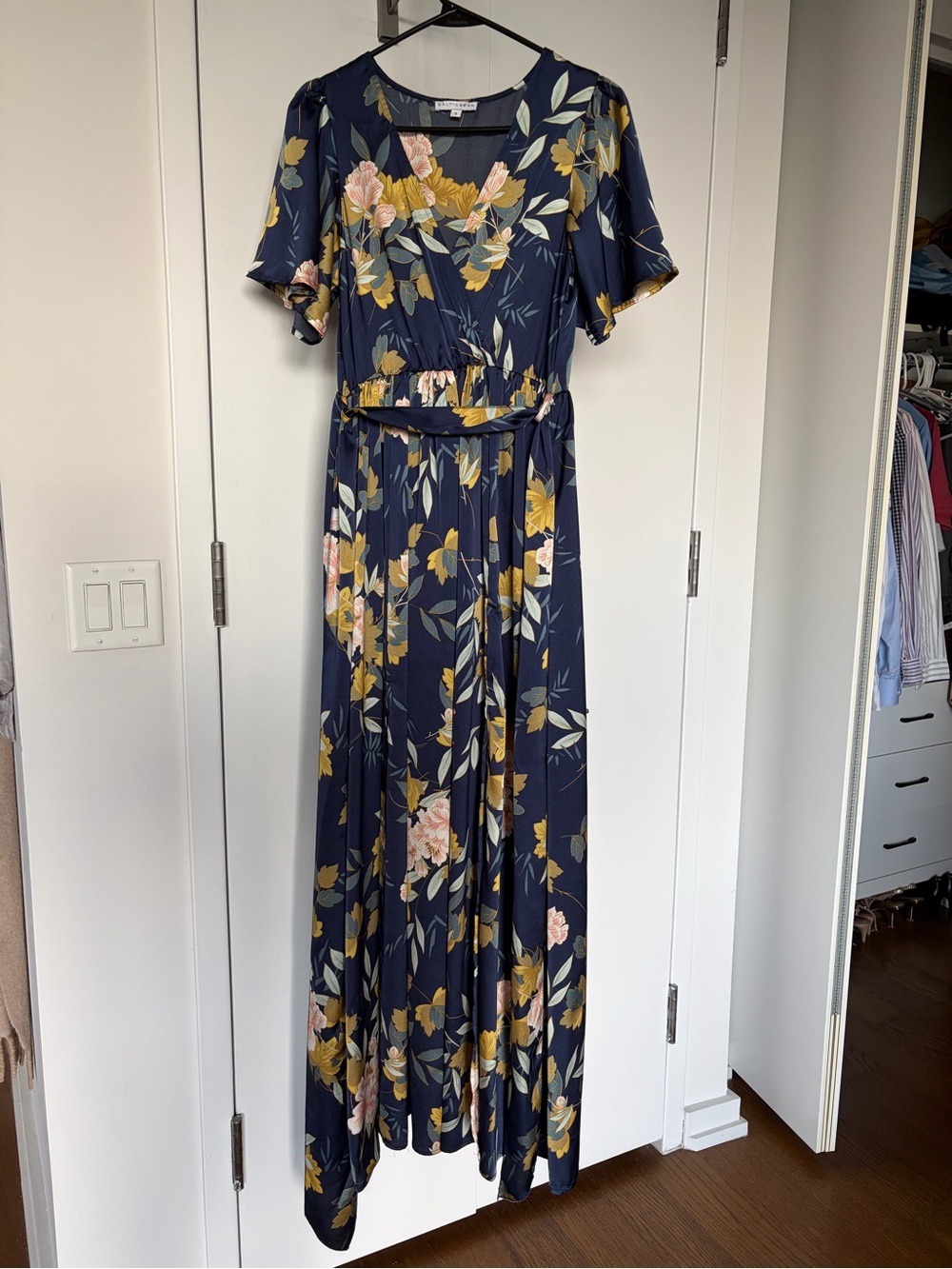 Baltic Born Navy Floral Wrap Maxi Dress with Belt